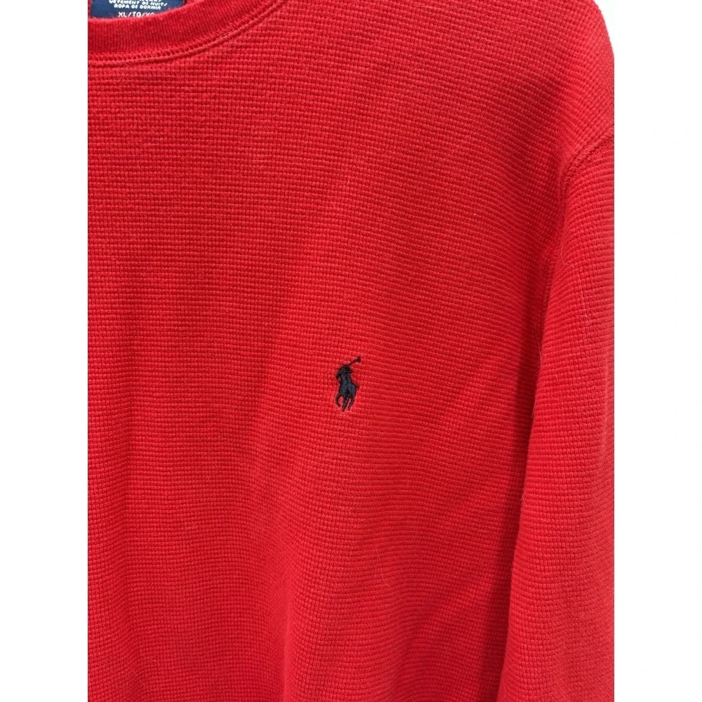 Polo Ralph Lauren Outdoor Thermal Shirt XL Red Waffle Knit Cotton Pony Logo